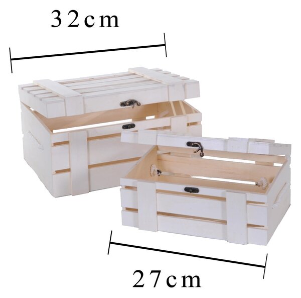 Set di 2 Bauli in Legno Larghezza 32 cm