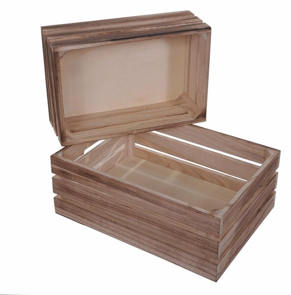 Set di 2 Cassetta in Legno Larghezza 35 cm Marrone