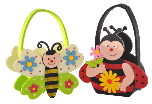 4 Borsine Artificiali con Farfalla/Coccinella Altezza 21 cm