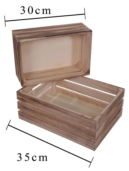 Set di 2 Cassetta in Legno Larghezza 35 cm Marrone
