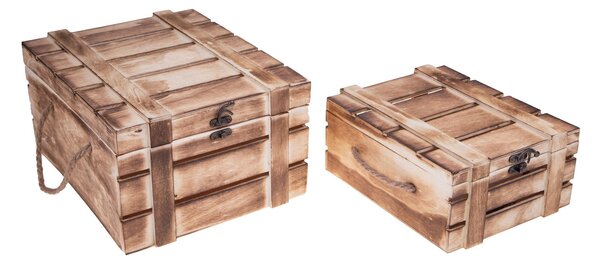 Set di 2 Bauli in Legno Larghezza 32 cm Marrone