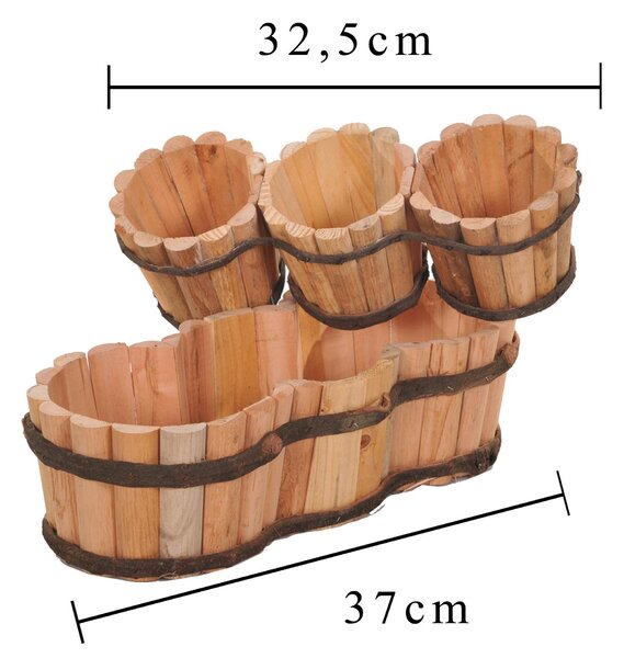 Set di 2 Tris di Vasi in Legno Larghezza37 cm