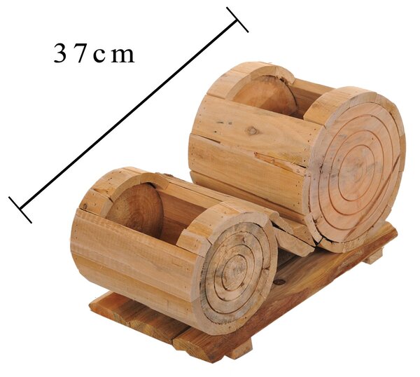 Portavasi con Vasi x 2 Legno 37 cm Larghezza Legno 37 cm Scv