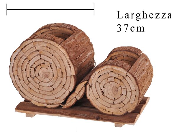 Portavasi con Vasi x 2 Legno 37 cm Larghezza Legno 37 cm Scv