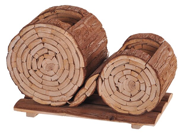 Portavasi con Vasi x 2 Legno 37 cm Larghezza Legno 37 cm Scv