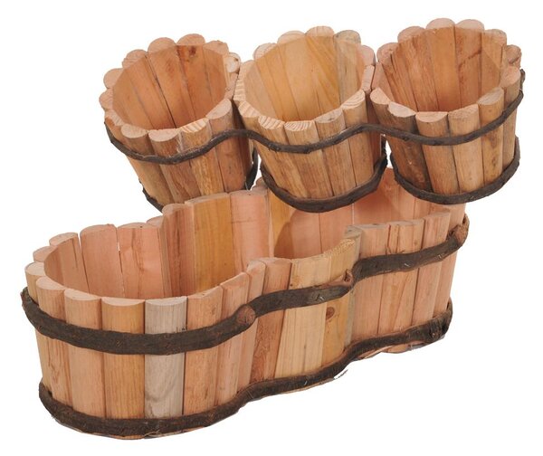 Set di 2 Tris di Vasi in Legno Larghezza37 cm