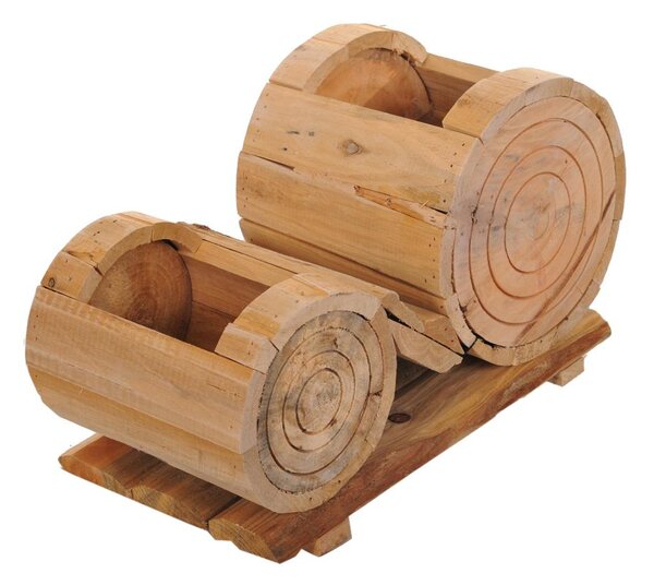 Portavasi con Vasi x 2 Legno 37 cm Larghezza Legno 37 cm Scv