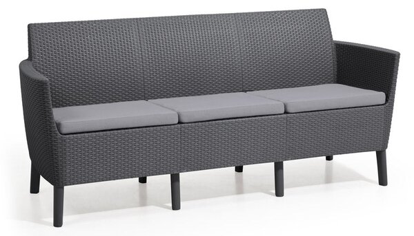 Divano 3 Posti da Giardino 187x66,5x76 cm in Resina Keter Salemo Antracite