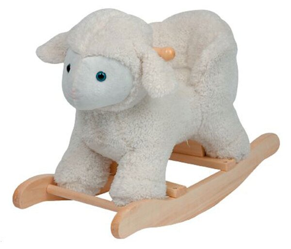 Dondolo Agnellino in Peluche e Legno per Bambini
