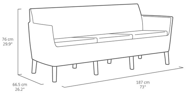 Divano 3 Posti da Giardino 187x66,5x76 cm in Resina Keter Salemo Antracite