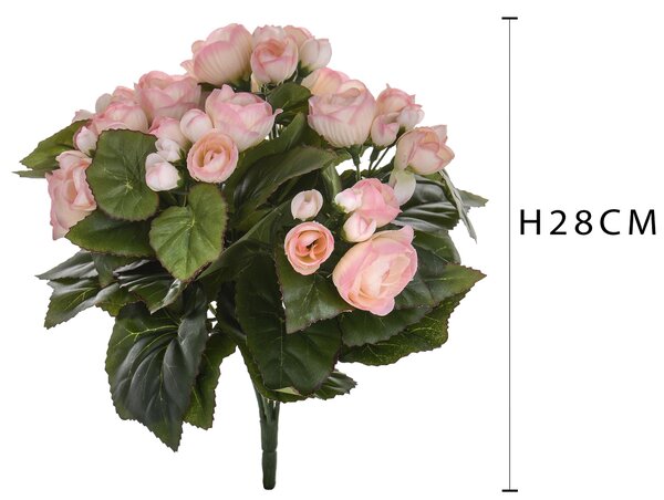 Set 3 Bouquet Artificiale di Begonia Altezza 28 cm marrone