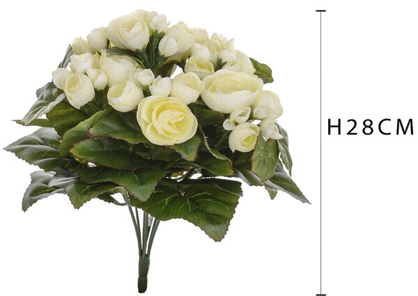 Set 3 Bouquet Artificiale di Begonia Altezza 28 cm