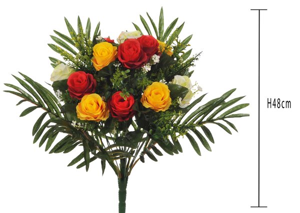 Set 2 Bouquet Artificiale di Rose in Boccio Altezza 48 cm Rosso