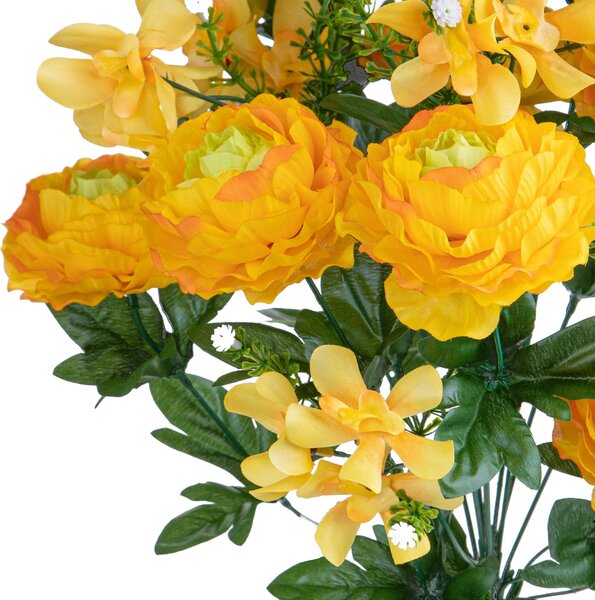 Set 2 Bouquet Artificiale Ranuncoli/Orchidea Artificiali X 18 50 cm