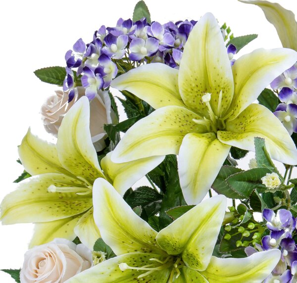 Set 2 Bouquet Artificiale Lilium/achillea 50 cm Beige