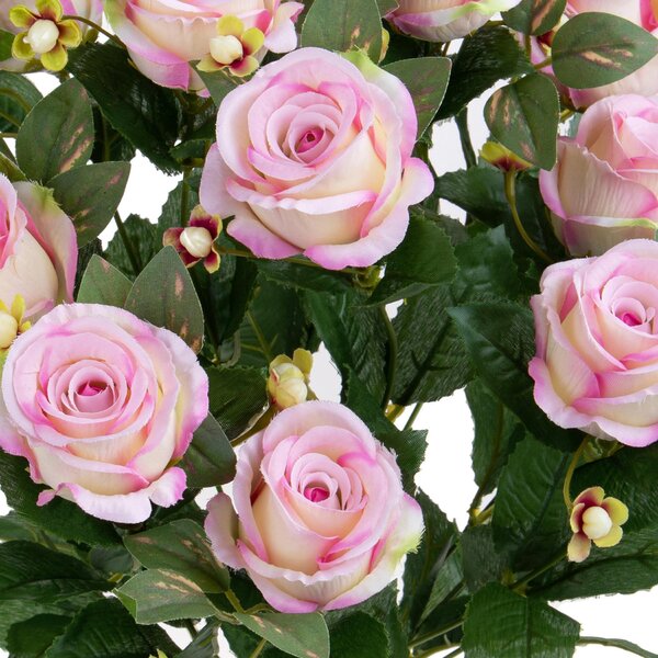 Set 2 Bouquet Artificiali Rose Boccio/Hiperycum per 13 Fiori Rosa