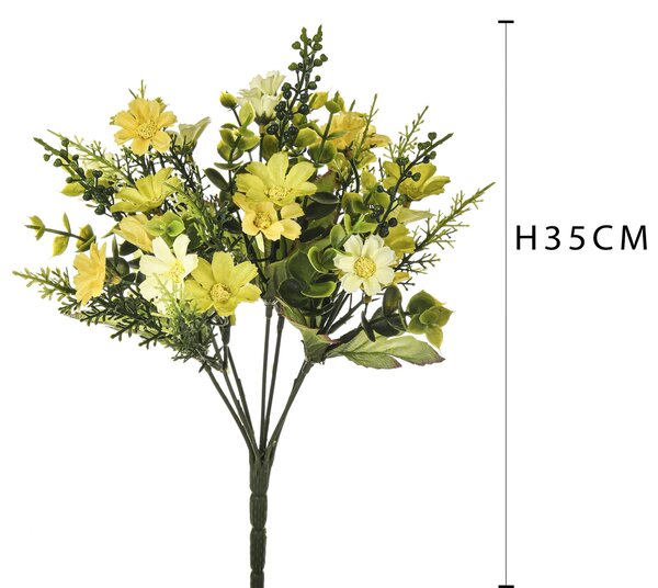 Set 6 Mini Bouquet Artificiali con Margherite Altezza 35 cm Giallo