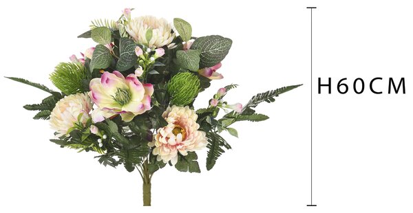 Set 2 Bouquet Artificiale con Magnolia Altezza 60 cm Rosa