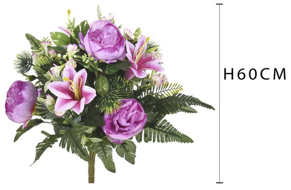 Set 2 Bouquet Artificiale con Peonie Altezza 51 cm