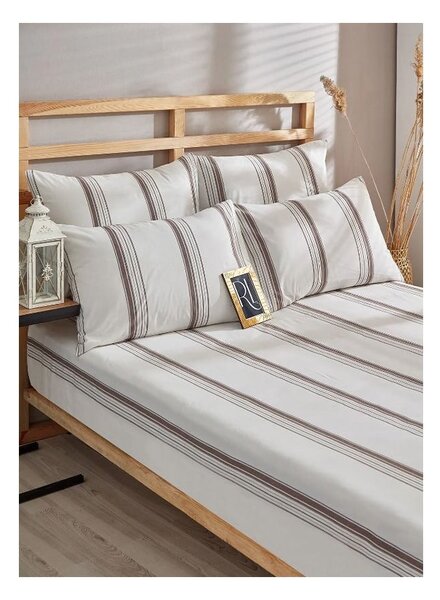 Lenzuolo matrimoniale in cotone marrone-beige 200x220 cm - Mila Home