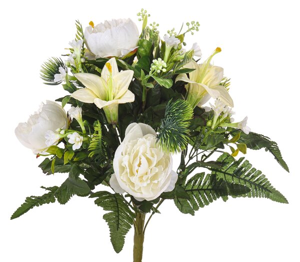 Set 2 Bouquet Artificiale con Peonie Altezza 51 cm Bianco