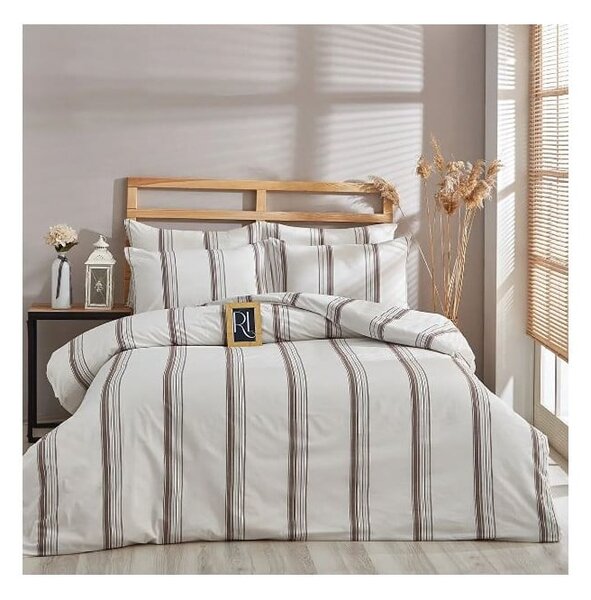 Lenzuolo matrimoniale in cotone marrone-beige 200x220 cm - Mila Home