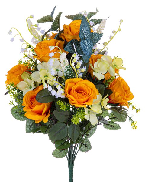 Set 2 Bouquet Artificiale Rose con Mughetti Altezza 43 cm Multicolore