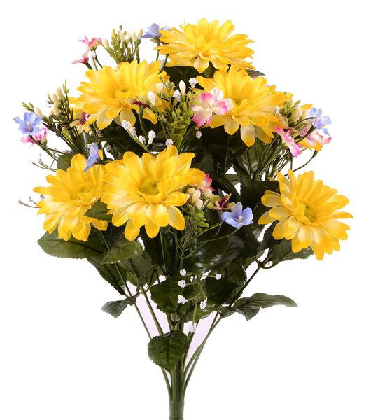 Set 2 Cespuglio Artificiale di Gerbere Mini Altezza 51 cm Giallo