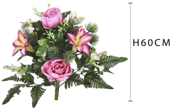 Set 2 Bouquet Artificiale con Peonie Altezza 51 cm Rosa