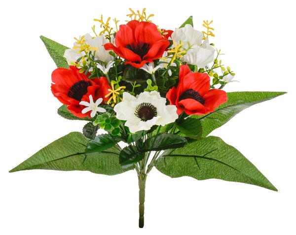 Set 4 Bouquet Artificiali di Anemoni Altezza 34 cm Rosso