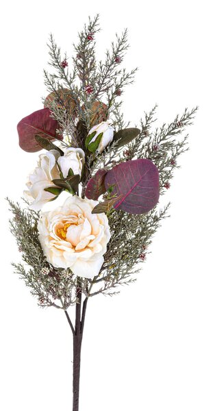 Set 4 Mazzo di Rose Artificiale Dry Look Altezza 68 cm Beige