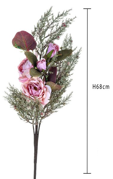 Set 4 Mazzo di Rose Artificiale Dry Look Altezza 68 cm Rosa