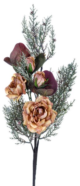 Set 3 Mazzi di Rose Artificiale Dry Look Altezza 68 cm Marrone