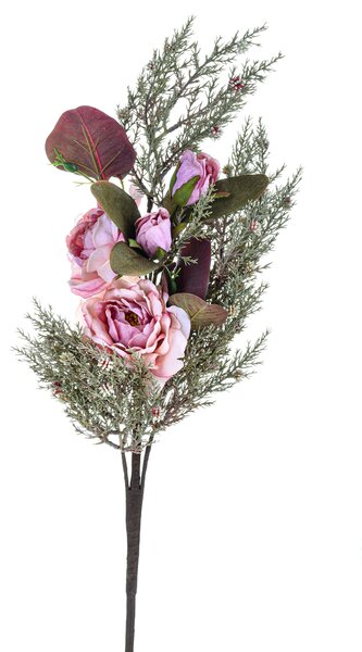 Set 4 Mazzo di Rose Artificiale Dry Look Altezza 68 cm Rosa