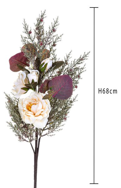 Set 4 Mazzo di Rose Artificiale Dry Look Altezza 68 cm Beige