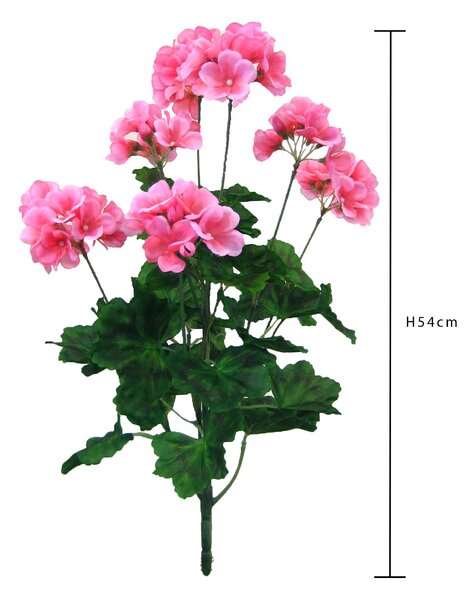 Set 2 Cespuglio di Geranio Artificiale Altezza 54 cm Rosa