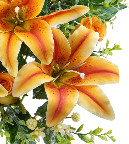 Set 2 Frontale Artificiali Lilium/Rose 54 cm Giallo