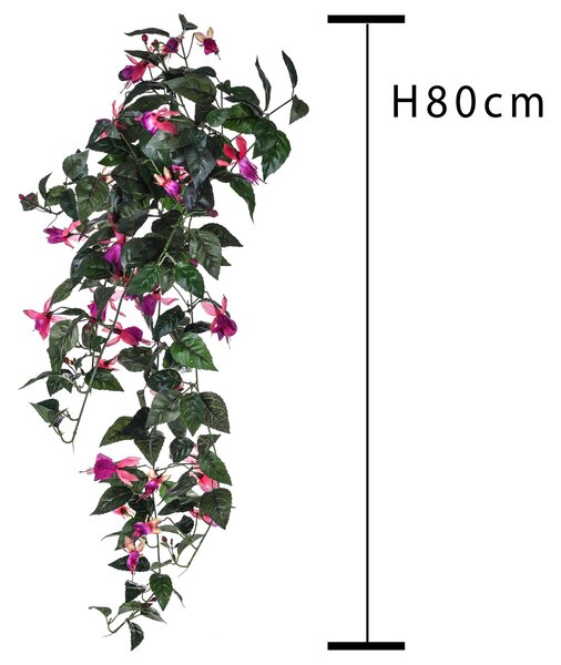 Set 2 Pianta Artificiale di Fuxia Pendente Altezza 80 cm Rosa