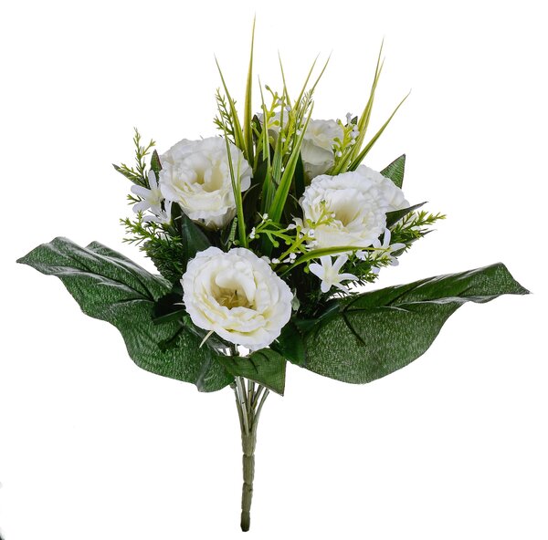 Set 3 Bouquet Artificiali di Lisiantus Altezza 32 cm Bianco