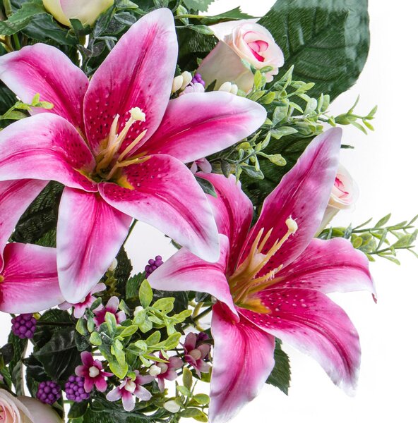 Set 2 Frontale Artificiali Lilium/Rose 54 cm Beige