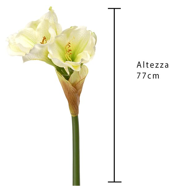Set 3 Fiori Artificiali di Amaryllis Altezza 77 cm Bianco