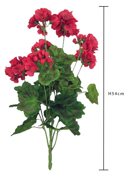 Set 2 Cespuglio di Geranio Artificiale Altezza 54 cm Rosso