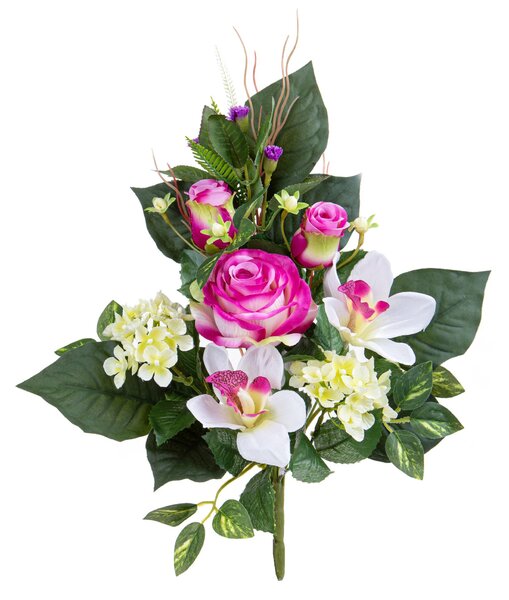 Set 3 Frontali Artificiali Rose/Cymbidium 43 cm Viola