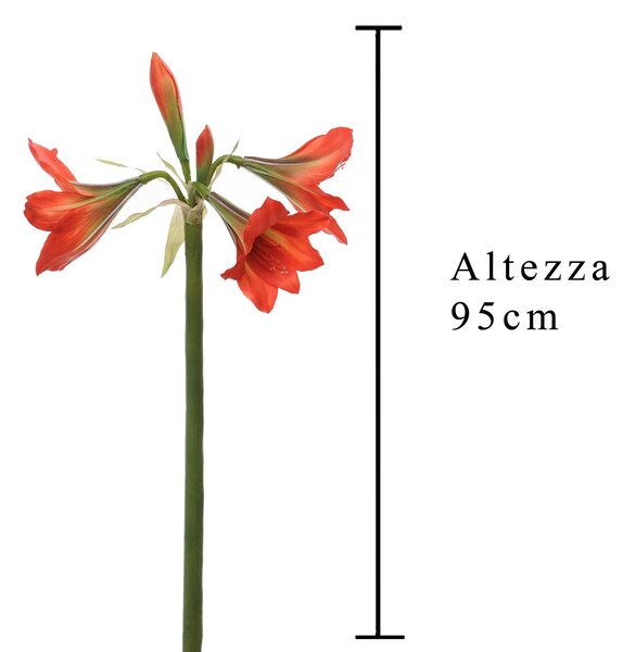 Set 2 Fiori Artificiali di Amaryllis Altezza 95 cm Arancio