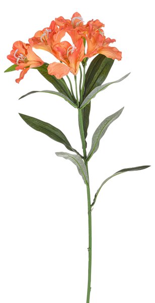 Set 8 Fiori Artificiali di Alstromeria in Materiale Sintetico Altezza 62 cm Arancio