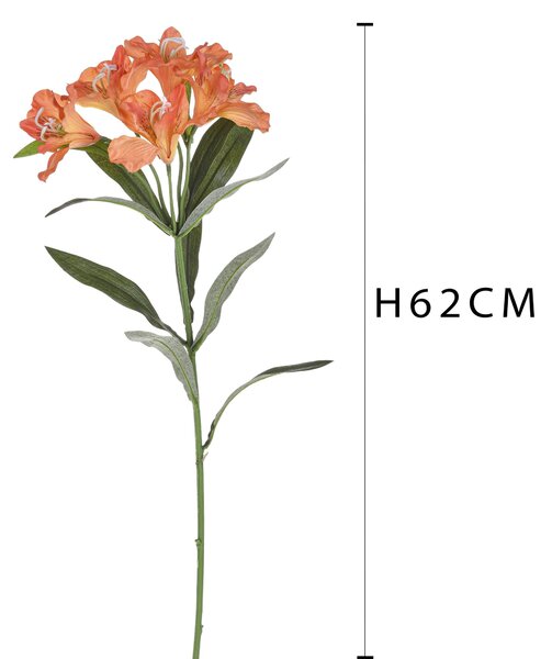 Set 8 Fiori Artificiali di Alstromeria in Materiale Sintetico Altezza 62 cm Arancio