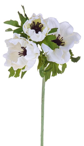 Set 8 Fiori Artificiali di Anemone Composta da 3 Fiori Altezza 46 cm Bianco