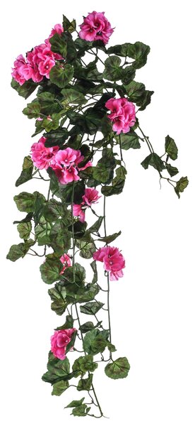Set 2 Cespuglio di Geranio Artificiale Pendente Altezza 80 cm Rosa