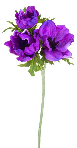 Set 8 Fiori Artificiali di Anemone Composta da 3 Fiori Altezza 46 cm Viola