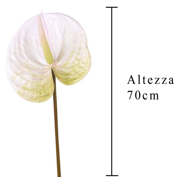Set 6 Fiori Artificiali di Anthurium Altezza 70 cm Verde